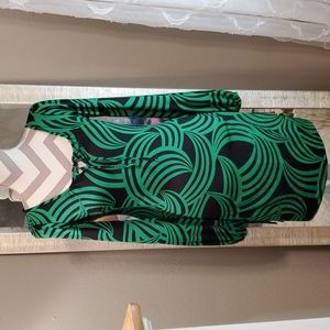 Funky 70's Style Dress Geometric Long Sleeve Form Fitting